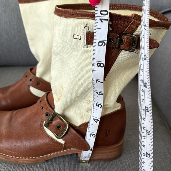 Frye Veronica Short Grommet Leather Canvas Boot Size 9.5 - Picture 10 of 12